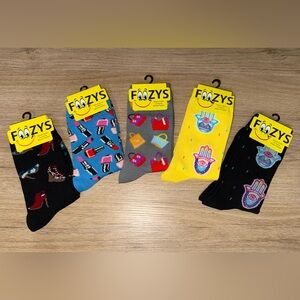 NWT Foozys Colorful Novelty Socks - 5 Pair Set. Size 9-11.
